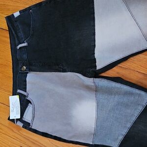 Dark Blue & Gray Patchwork Jeans, Sz XXL Stretch, Skinny, NWT